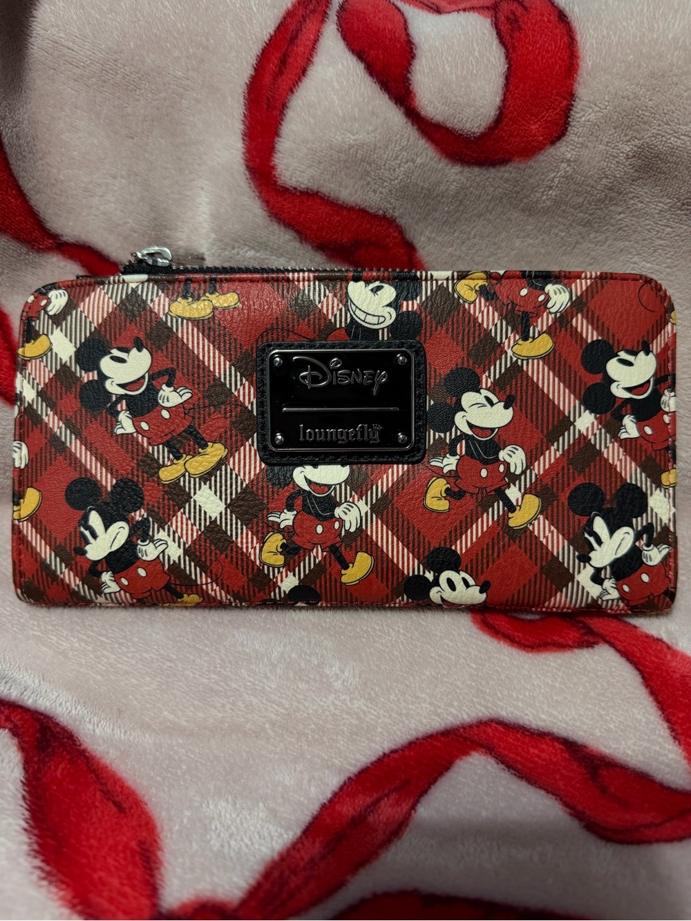 Loungefly Red Plaid Mickey Mouse Zip Wallet